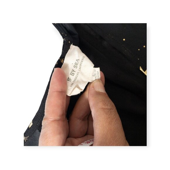 If By Sea Black Celestial Print Dress With Stars & Moons SZ L Sheer Dress - Picture 8 of 9